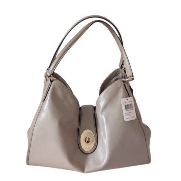 Brand New Coach Carlyle Smooth Leather  Shoulder Bag Gray Birch 14” L x 11” H x - Picture 1 of 14